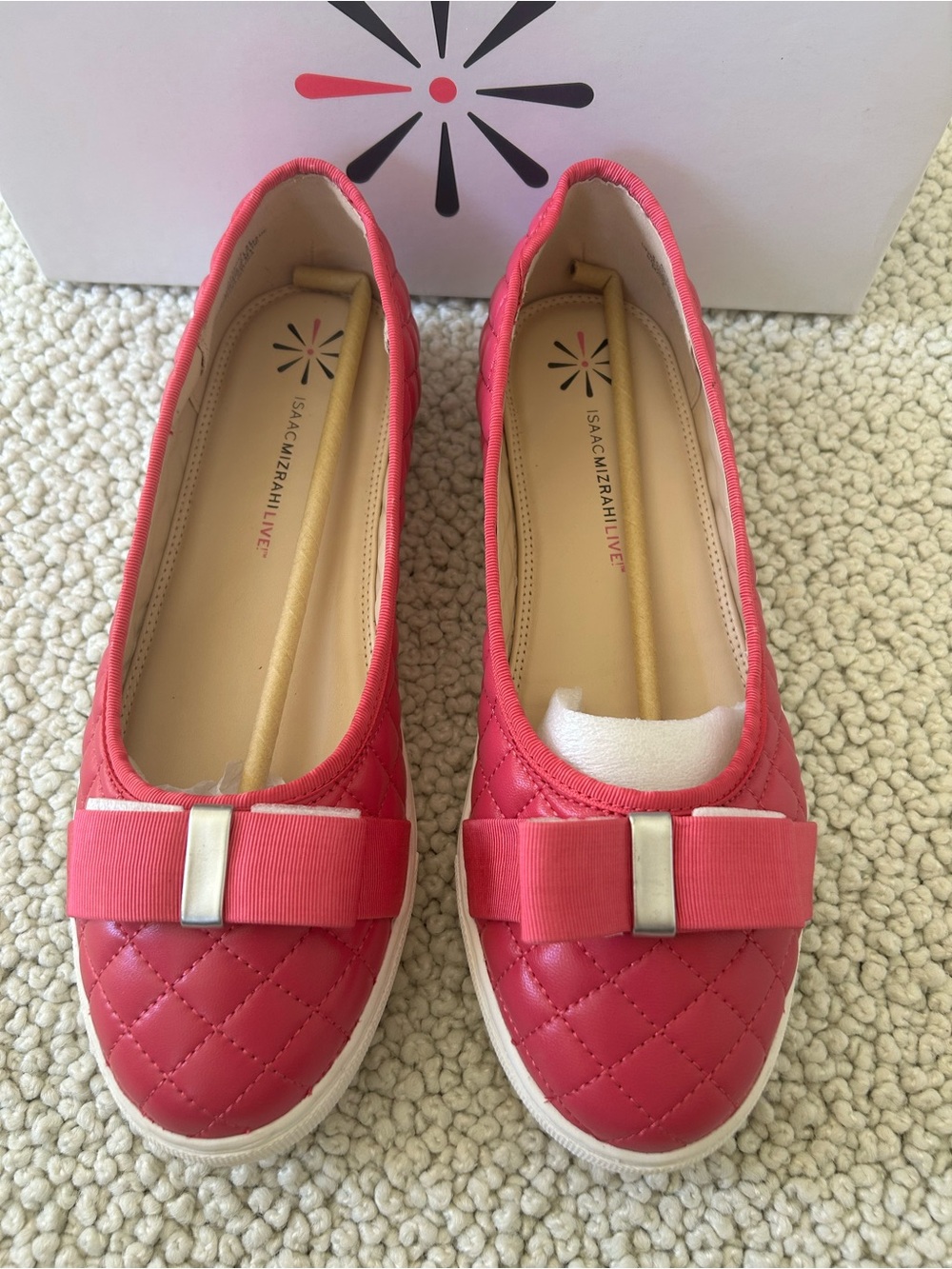 Isaac Mizrahi pink quilted bow slip-on ballet flat